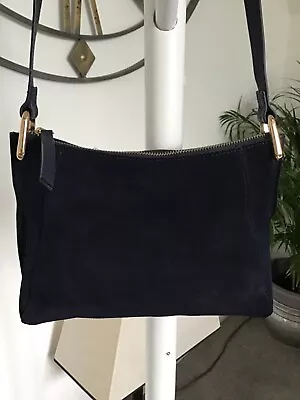 Accessorize Navy Blue Suede Shoulder Bag • £4