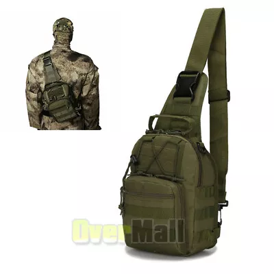 Mochila Para Hombre Molle Tactical Sling Chest Pack Bolsa De Hombro Senderismo A • $16.99