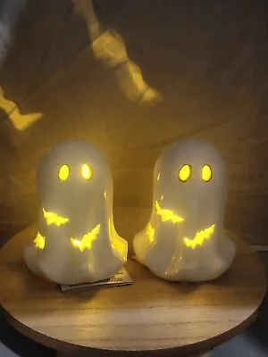 Ceramic Ghost Halloween Decor Martha Stewart Light Up Ghost  Figurines • $27.99