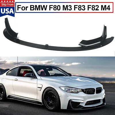 MP Style Front Bumper Lip Splitter Gloss Black For BMW M3 F80 M4 F82 F83 2015-20 • $155.98