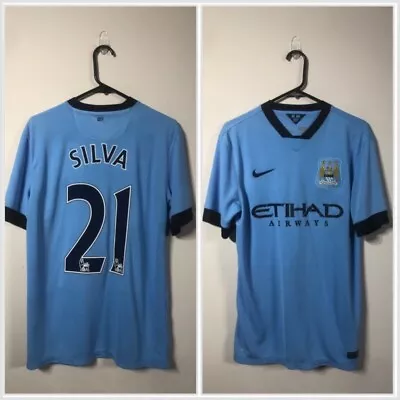 Silva #21 Manchester City 2014/15 Medium Home Shirt Nike Very Good Condition • $80.82