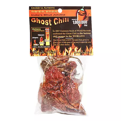 DRIED PODS AUTHENIC INDIAN BHUT JOLOKIA NAGA GHOST CHILI PEPPER 1/2 Oz .5 Oz • £7.20