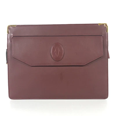 $14.50 • Buy CARTIER Bag Red Leather Second Bag Vintaiji EL027142 Authentic