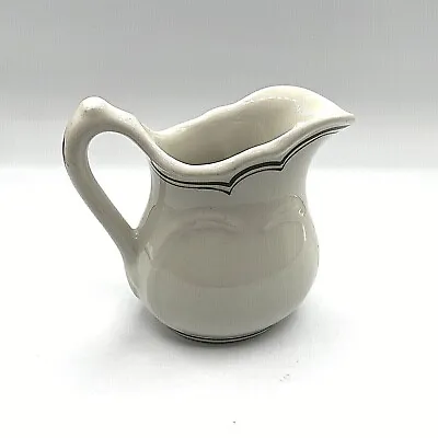 Vtg Sterling Vitrified China Creamer Pitcher Green Trim~ East Liverpool OH~9 Oz • $8.98