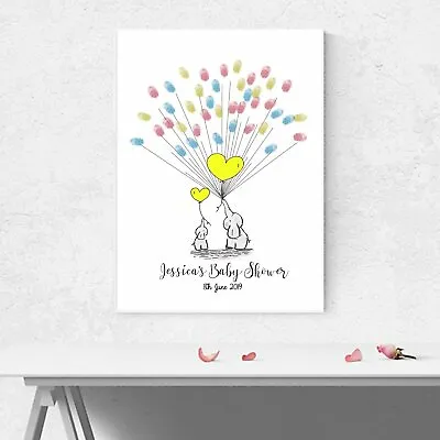 Elephant Baby Shower Fingerprint Guest Book With Ink • £9.99