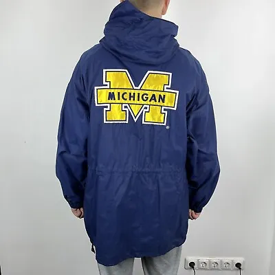 Vintage Michigan Wolverines Starter Coat Full Zip Nylon Jacket NCAA Size XL • $49