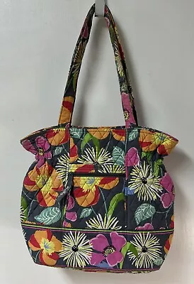 Vera Bradley Laura Bag Jazzy Blooms Gray Pink Purse Shoulder Tote Bird Floral • $24