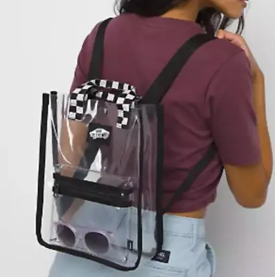 NWT VANS Off The Wall FREE HANDS CLEAR BACKPACK Travel Stadium School Bag WOMENS • $44.93