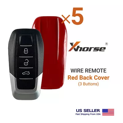 5X Xhorse Universal Wire Remote Key Red Back Cover 3 Buttons XKFEF1EN • $48.60