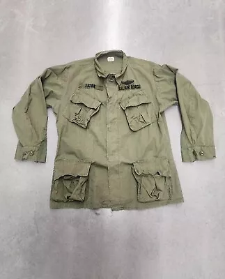 Vtg 60s Vietnam Air Force Pilot OG-107 Combat Tropical Slant Pocket Jacket Named • $144.49