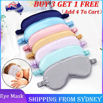 $4.58 • Buy Pure Soft Silk EyeShade Blindfold Sleep Eye Mask Cover Light Shade Travel Relax