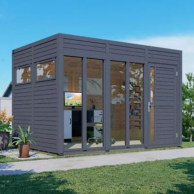 Rowlinson Bertilo Garden Cubus 3 Home Office Studio Wooden Summer House Grey • £3694.40