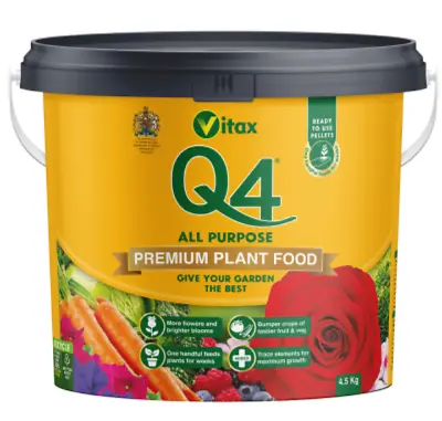 Vitax Q4 Organic Pellets Premium All-Purpose Plant Food Fertilise 4.5kg Tub • £19.99