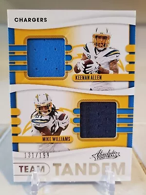2020 Absolute KEENAN ALLEN MIKE WILLIAMS Patch Jersey Relic Card #/199 CHARGERS • $19.99