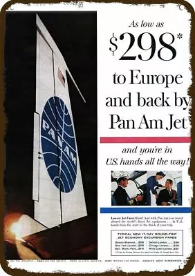 1960 PAN AM Airlines Jet Tail Vintage-Look-Edge DECORATIVE REPLICA METAL SIGN • $24.99