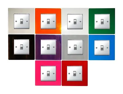 Single Light Switch Socket Finger Plate Coloured Acrylic Surround Free P & P • £3.95