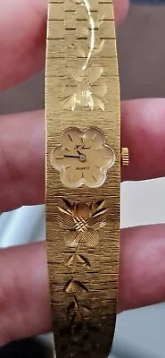 H Samuel Womens Vintage Gold Plated Floral Watch & Original Case  • £29.99
