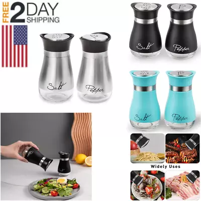 Stainless Steel Salt And Pepper Shakers Set Modern Kitchen Accessories 4oz • $13.99