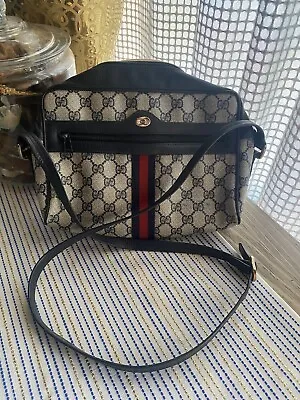 Vintage Gucci Crossbody Bag  Navy Blue PVC 98-02-005 • $255