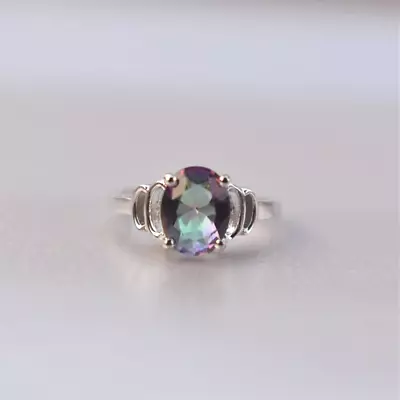 Ring Valentine’s 925 Sterling Silver Mystic Topaz Natural Gemstone Exclusive • $55.99