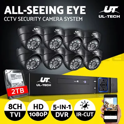 UL-tech CCTV Camera Security System 8CH DVR 8 Dome Cameras 2TB Hard Drive • $300.95
