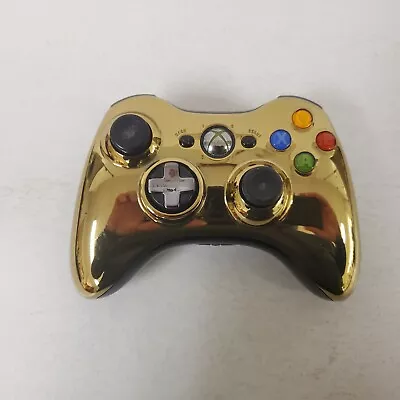 $26.99 • Buy Microsoft XBOX 360 OEM Wireless Controller Gold Chrome 1403 Tested Working