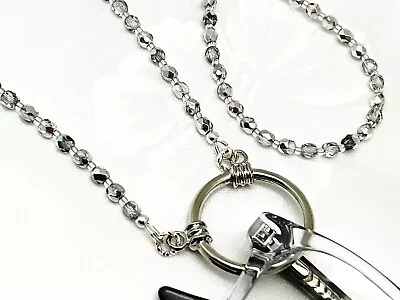 Eyeglass LA Necklace Loop Sparkling Silver Crystal Glasses Holder Ring Chain • $23.95