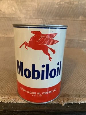 $45 • Buy Vintage Gargoyle Mobiloil Aero Gold Quart Can Socony-Vacuum Oil Company