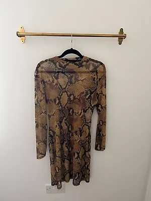 Misguided Sheer Snake Print Dress Size 16 • £7