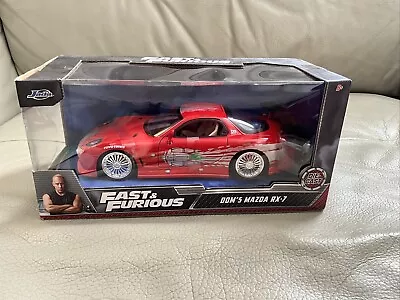 Jada 1/24 Scale - 98338 - Fast & Furious - Dom's Mazda RX-7 - Red/box Has Damage • £34.99