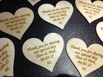 £1.99 • Buy Engraved Wooden Hearts Wedding Favours Table Decorations Gifts
