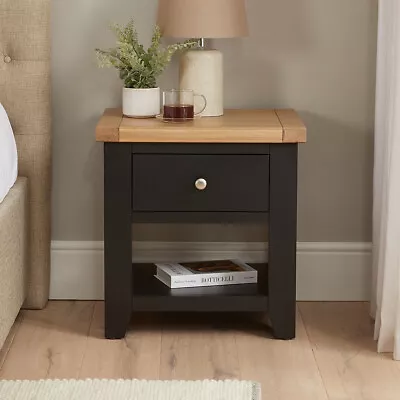 Cheshire Black Painted Oak 1 Drawer Side Lamp Table • £159