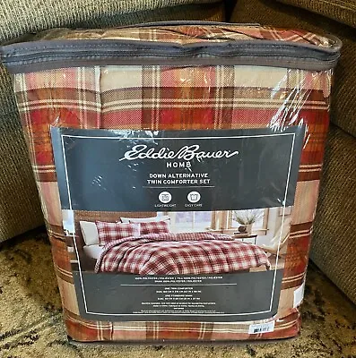 Eddie Bauer® Edgewood Collection RED PLAID Microsuede Comforter Set TWIN BED • $65