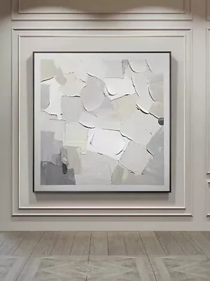 Handmade White Thick Modern Abstract Oil PaintingWall Art Minimalist Decoration • $28