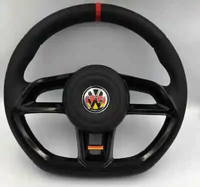 Steering Wheel VW Golf Jetta Mk3 Black Mk7 Style Vocho Bug Fox Red Ring • $159