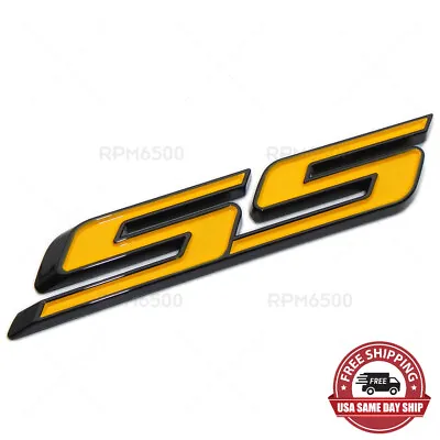 Chevy Camaro SS Rear Trunk Lid Nameplate Logo Fender Emblem Badge Black Yellow • $14.99