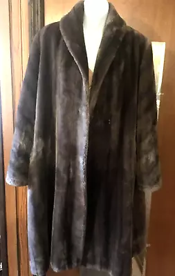 Vintage  Brown MINK Fur Full Length Coat Striped Coat Women's Large#157102 • $69