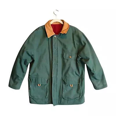 Amherst Barn Coat Mens Medium Green Reversible Field Chore Jacket Wool Canvas • $75