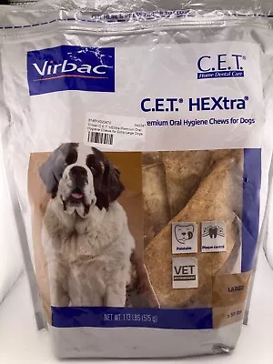 Virbac C.E.T. HEXtra Dental Chews For Dogs Over 50-lbs Net Wt. 1.13 Lb BB 10/26 • $28.75