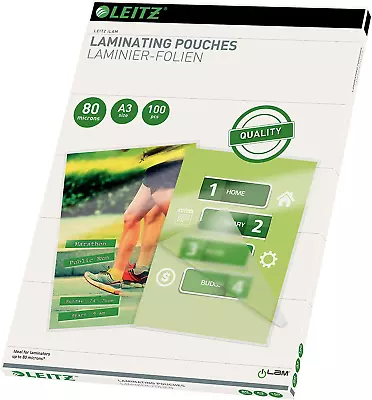 33819 Laminating Pouches Made Of 80 Micron Thick Material (Transparent Glossy  • £30.51