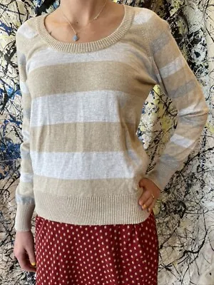 La Martina Imported From Buenos Aires Top Knit Long Sleeve Tan 2 Tone Gray Sz 2  • $15