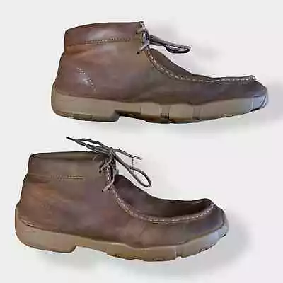 Justins Men’s Cappie Briwn Leather Cowhide Alloy Safety Shoes Size 11.5 • $40
