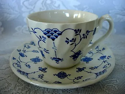 MYOTT Finlandia Cobalt Blue Daisies Dessert Cup & Saucer- England-MORE AVAILABLE • $12.99