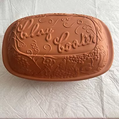 Val Do Sol Red Pottery Covered  Baking Dish Grape Design Portugal Clay Cooker • $19.99