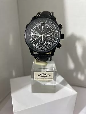 £59.99 • Buy Rotary Men's Chronospeed Chronograph ION PVD Black Leather Strap WatchGB00101/04