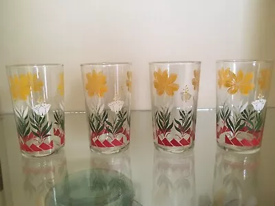 Vintage Swanky Swig Juice Glasses Flower Pattern   4 3/4  • $14.99