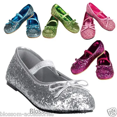 S32 Glitter Ballerina Fairy Tinkerbell Cinderella Princess Child Girl Shoes Flat • $21.83