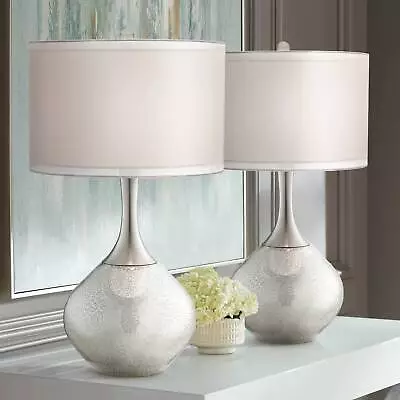 Modern Table Lamps Set Of 2 Mercury Glass Twin Shade For Living Room Bedroom • $299.98