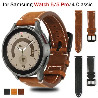 Real Leather Strap For Samsung Galaxy Watch 5 Pro 45mm 4 Classic Active 2 Band  • $16.81