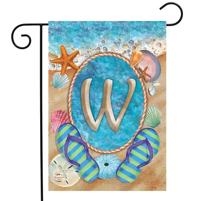 Summer Monogram Letter W Garden Flag Flip Flops Seashells 12.5  X 18  • $6.99